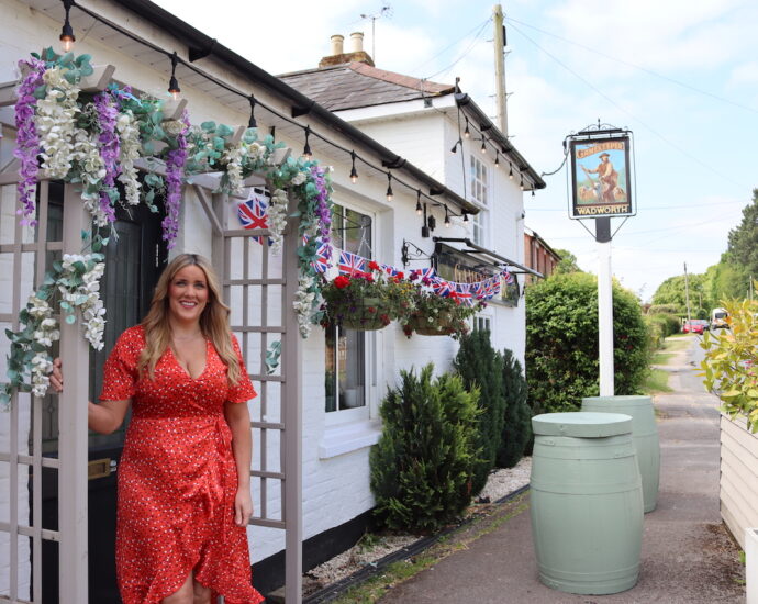 Publican Kerry Wolfe outside The Gamekeeper pub that is supporting children and families in the local area